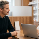 Man consulting a pharmacist at a compounding pharmacy Oran Park men visit for personalised hormone support